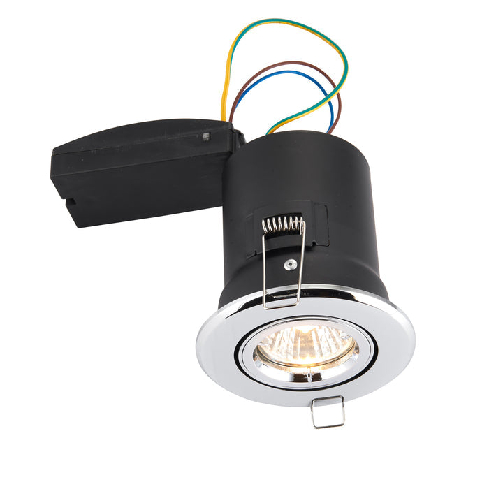 Saxby 50682 ShieldPLUS Tilt, Fire Rated, Dimmable GU10 Downlight  Fully Adjustable Polished Chrome