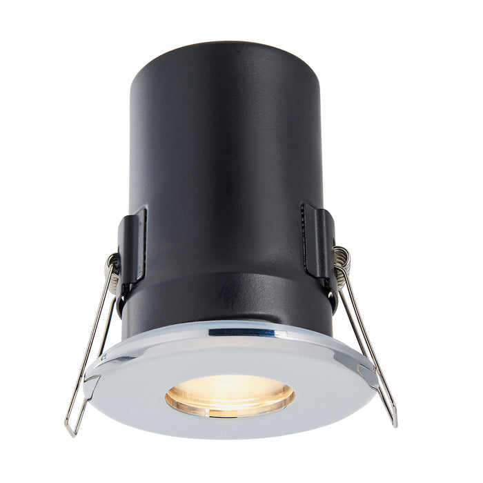 Saxby 50686 ShieldPlus IP65 Fire Rated, Dimmable, GU10 Downlight for Bathrooms in Polished Chrome