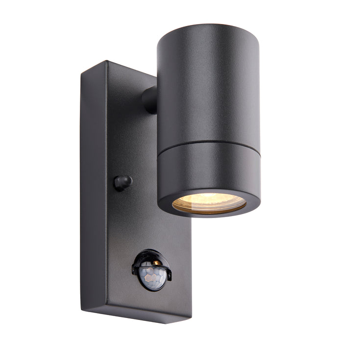 Saxby 75099 Palin PIR 1lt Wall Light IP44 7W - Anthracite Grey