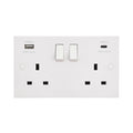 Saxby SE425 Square Edge 13A 2G DP Switched Socket with 15.5W USB A+C