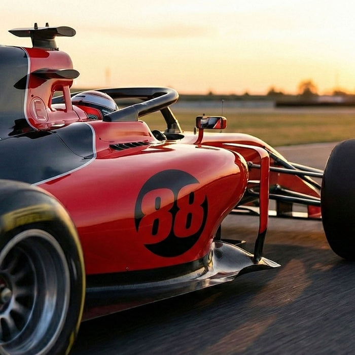 Pair of black hollow racing numbers decals by MC Motoparts, with a cut-cir font style, designed for car racing customization.