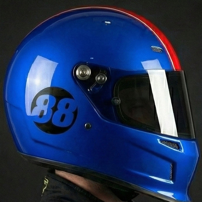 Pair of black hollow racing numbers decals with cut-out font on a white background, designed for race cars by MC Motoparts.