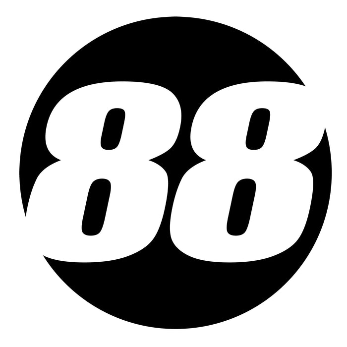 Pair of black hollow racing numbers decals by MC Motoparts, designed for race cars, with a show-through style for customizable car decals.