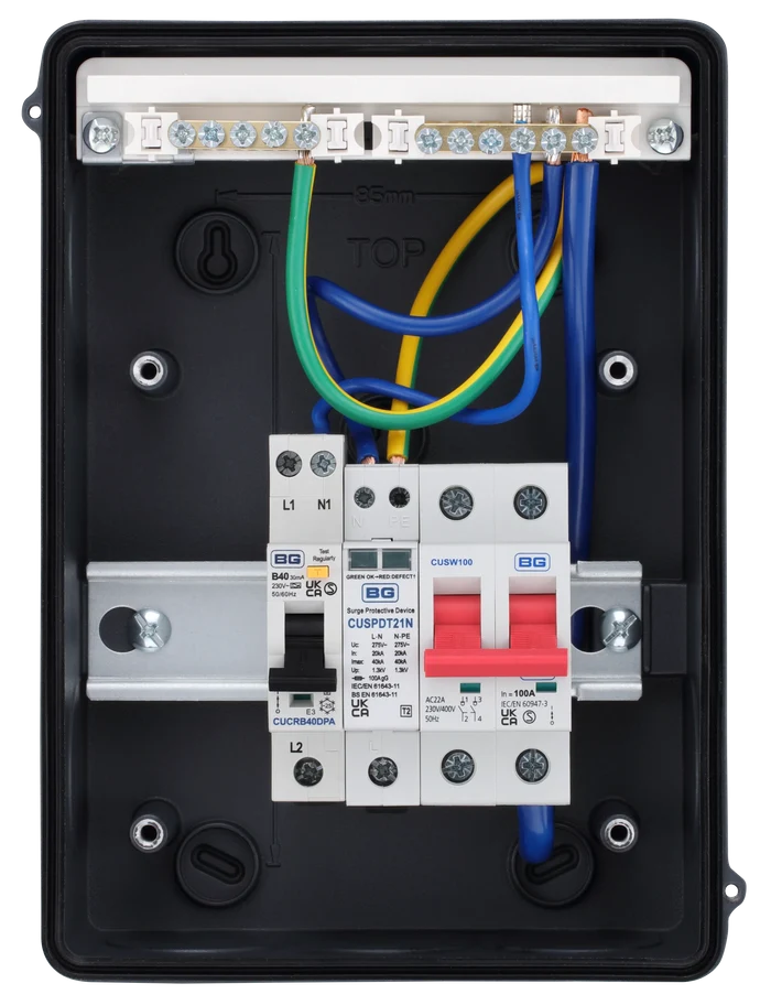 Sync Energy CFEV5RDA Electric Vehicle (EV) Distribution Board w/ 100A Main Switch, 40A RCBO & T2 SPD