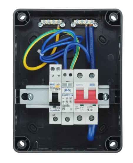 Sync Energy CP5MRDPS1G EV Distribution Board w/ Main Switch, 40A RCBO & T2 SPD