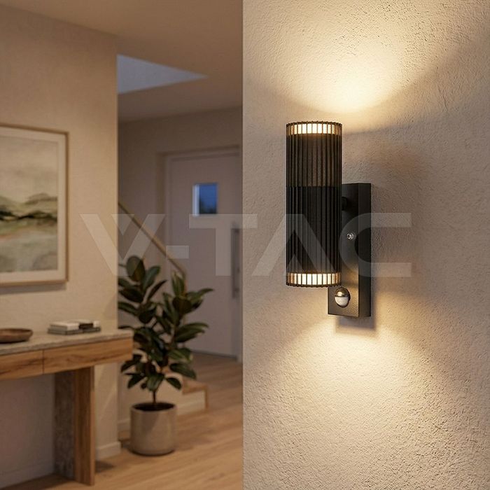 V- tac 24307 VT-10175PIR GU10 Wall Light Holder Double Head IP44 PIR Sensor