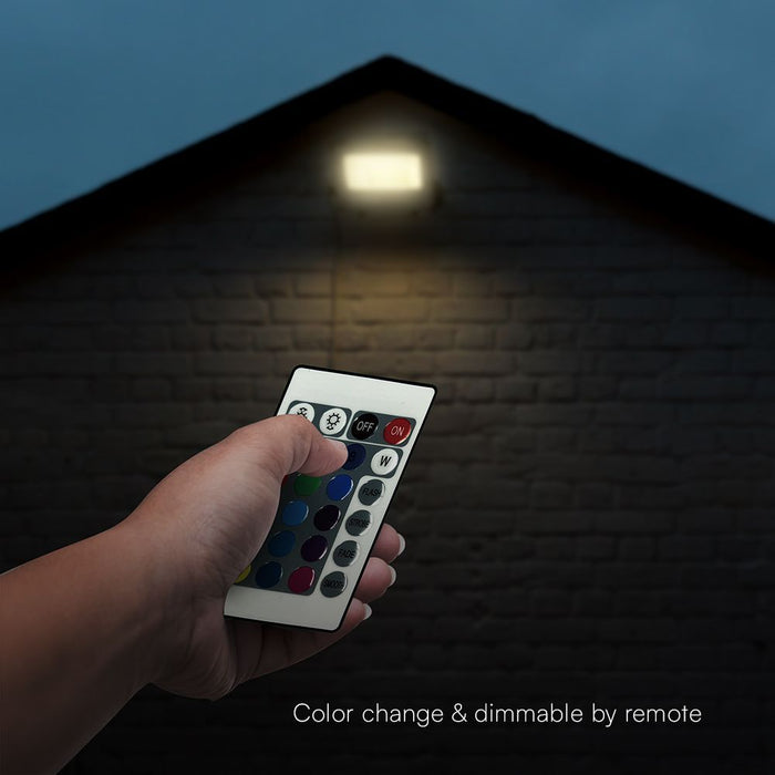 V-TAC 23462 VT-44034 30W FLOODLIGHT RGB + WHITE BLACK BODY GREY FROSTED GLASS WITH REMOTE CONTROLLER IP65