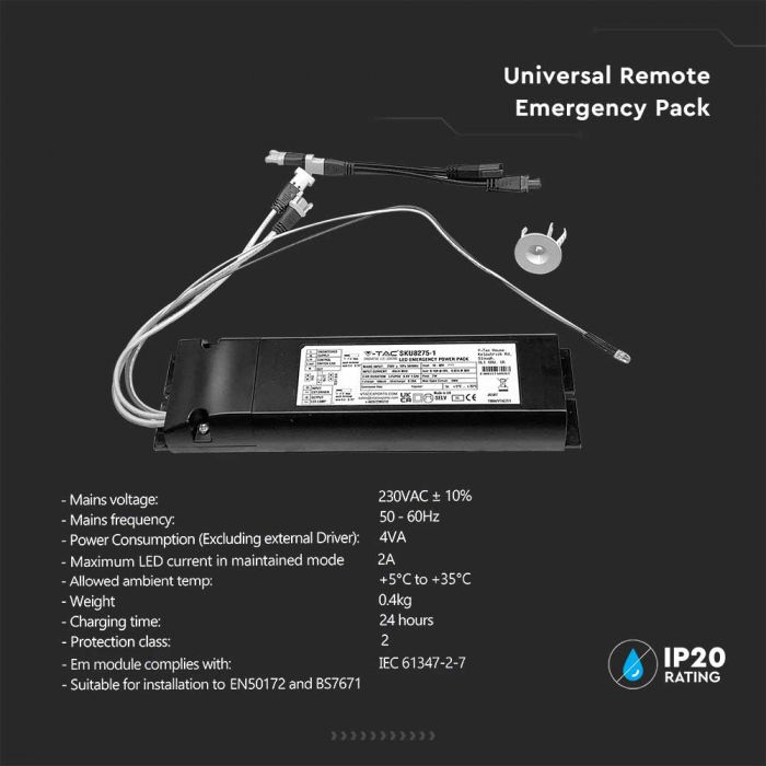 V-TAC 8275-1 VT-525 24W LED EMERGENCY KIT (UK)