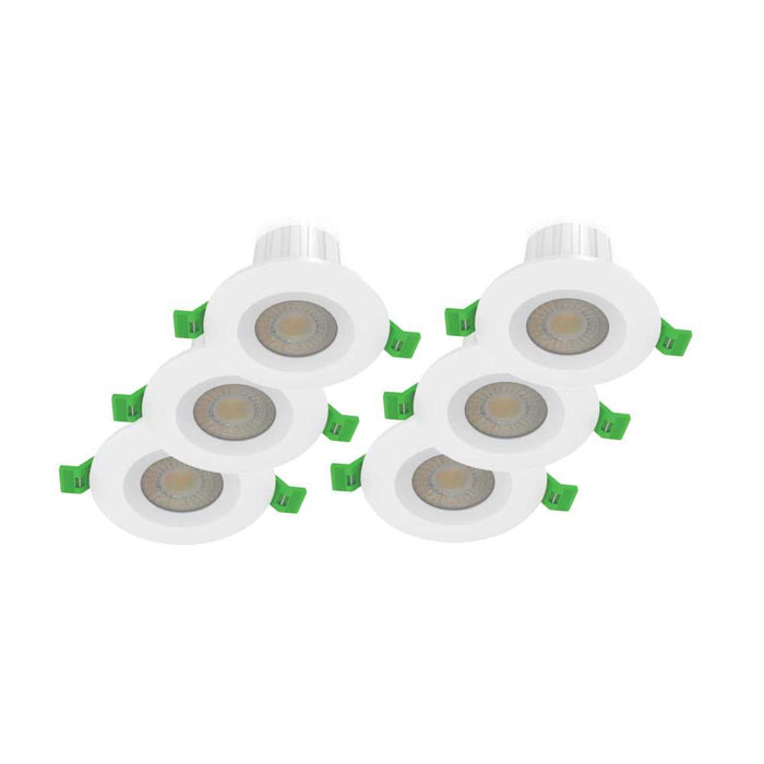 V-tac PACK OF 6 VT-DL0508A 5W/8W LED FIRE RATED DOWNLIGHT FLICKER FREE 4IN1 DIMMABLE (236126)