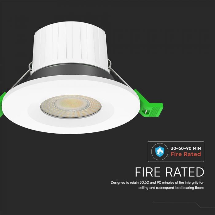 V-tac PACK OF 6 VT-DL0508A 5W/8W LED FIRE RATED DOWNLIGHT FLICKER FREE 4IN1 DIMMABLE (236126)