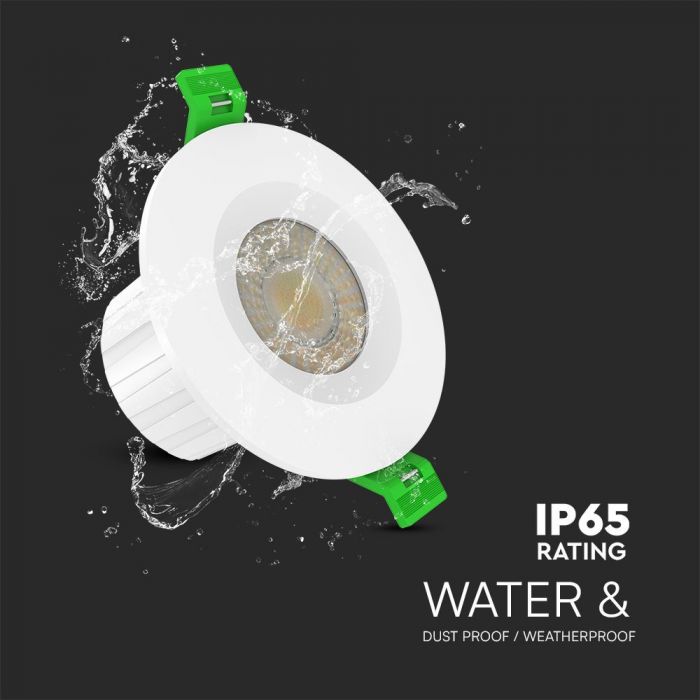 V-tac PACK OF 6 VT-DL0508A 5W/8W LED FIRE RATED DOWNLIGHT FLICKER FREE 4IN1 DIMMABLE (236126)