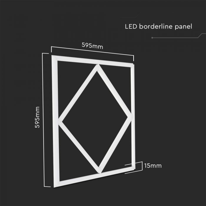 V-Tac VT-6163 60W LED DIAMOND BORDERLINE PANEL LIFUD DRIVER+QC 595x595mm FLICKER FREE 6500K