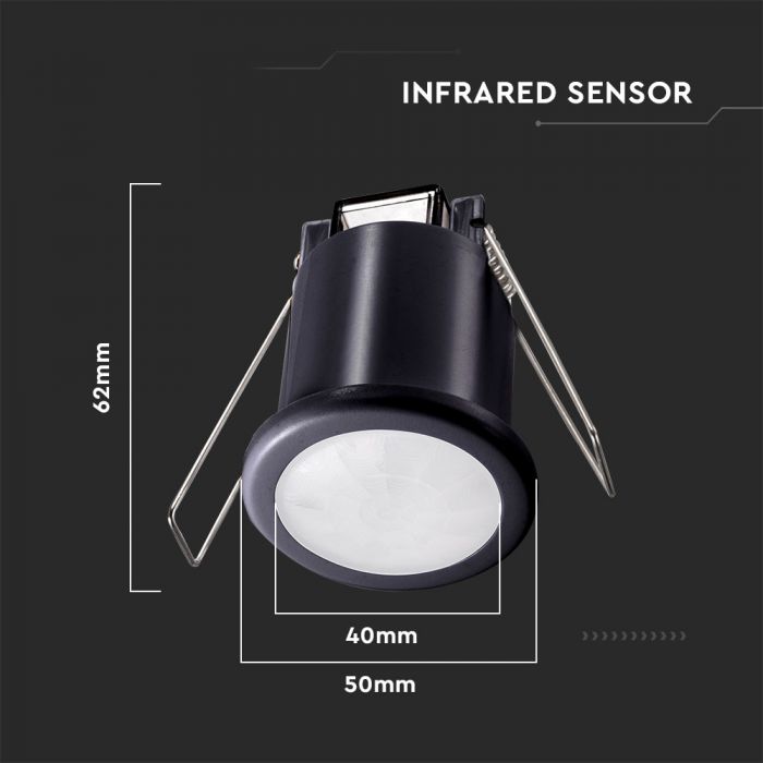 V-Tac VT-8092 PIR CEILING SENSOR-BLACK BODY (MAX:400W LED)