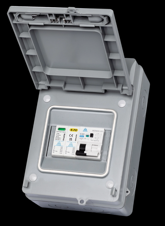 Whitecliffe WPRC40BSP Weatherproof (Ourdoor) EV Protection Unit w/ 40A RCBO + SPD