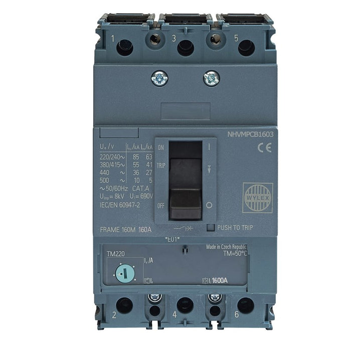 Wylex NHVMPCB1603 160A 55kA 3P NHV MCCB ATFM c-w Box Terminals